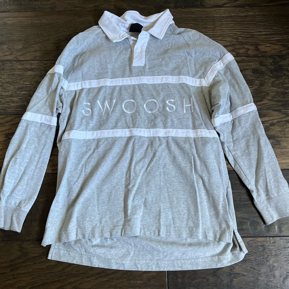 Nike Gray and White Rugby/ Polo Shirt Men